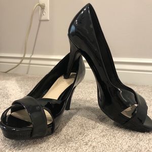Black peep toe heels